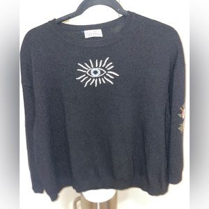 Red Valentino black cropped 3/4 sleeve black sweater